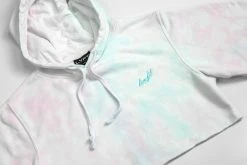 LVFT OUTERWEAR Cotton Candy Raw Crop Hoodie - Teal