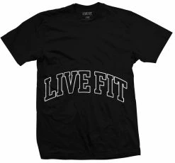 Live Fit Apparel Letterman Heavy Tee - Black TOPS