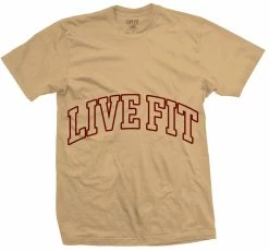Live Fit Apparel TOPS Letterman Heavy Tee - Khaki