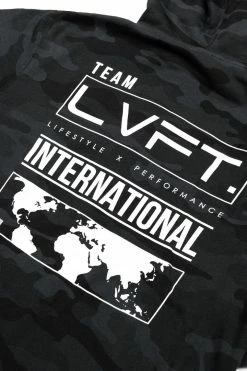 Live Fit. Apparel OUTERWEAR International Zip-Up Hoodie- Black Camo
